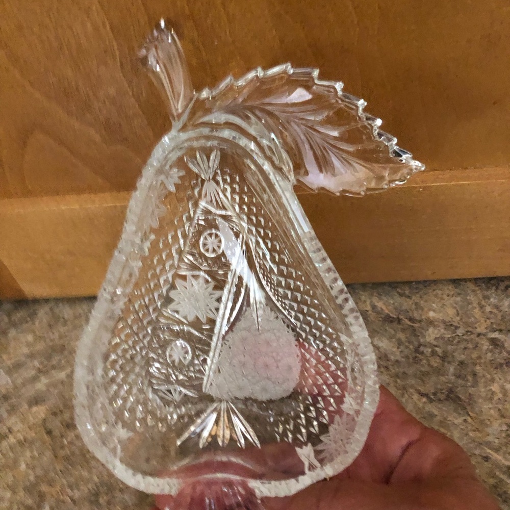 Vintage cut glass honour crystal pear dish